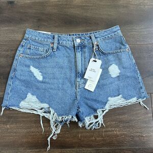 Forever 21 Shorts Womens Size 27 High Rise Blue Denim Cut Offs Distressed NWT